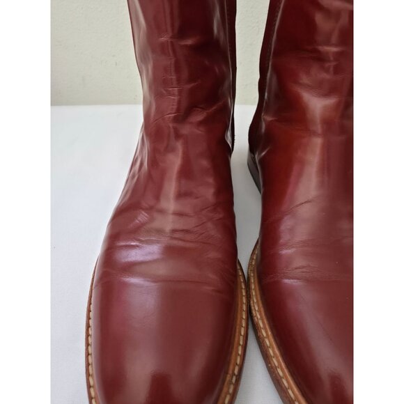 DIEPPA RESTREPO Cognac Patent Leather Ankle Boots With Side Zipper Women's Sz 7 - Picture 7 of 9